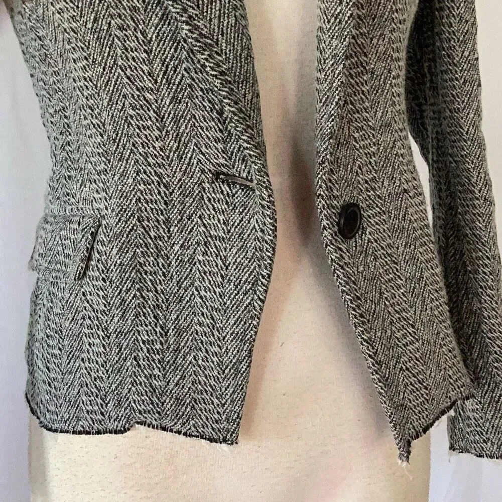 Isabel Marant Etoile Women’s 36 Gray Herringbone Blazer Jacket Wool Blend - Picture 6 of 11